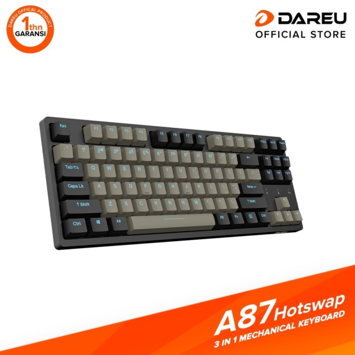 Dareu A87 Black Gray Hotswap Wireless RGB Mechanical Keyboard Gaming