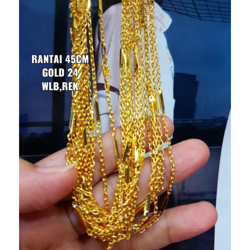 rantai kalung replika emas London 45cm