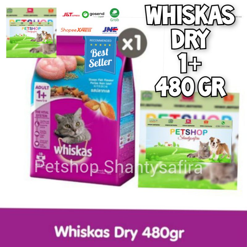 MAKANAN KUCING WHISKAS KERING ADULT 480 GR 1+ / WHISKAS DRY ADULT 480GR  USIA 1+ KUCING DEWASA