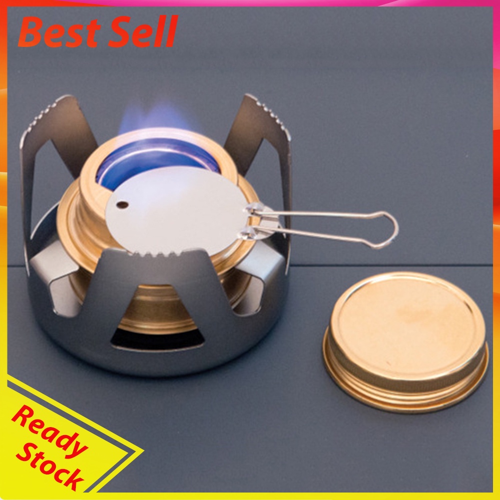 Portable Mini Alcohol Stove Burning w/ Stand Outdoor Camping Cook Furnace