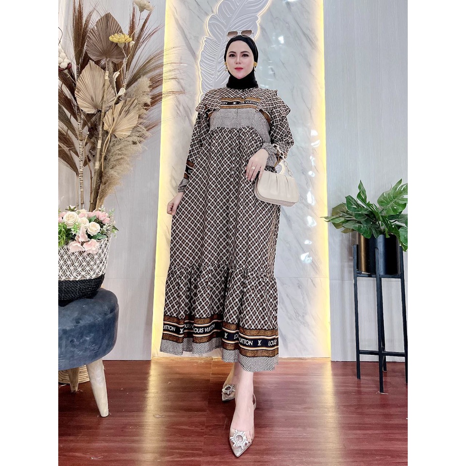 Gamis Maxi Modern/ Rayon Armor Lembut Adem Halus/Gamis Fashion Wanita Kekinian