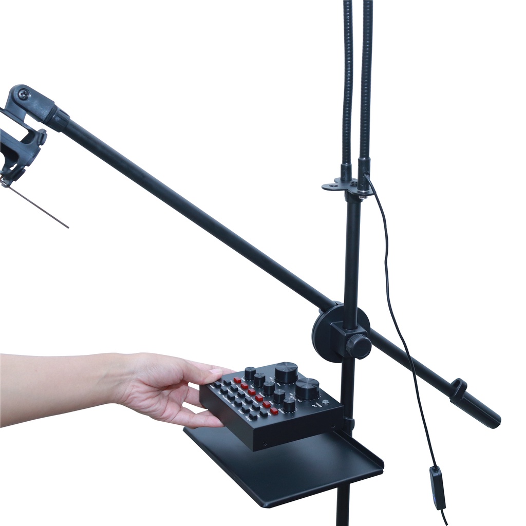 (PAKET LENGKAP) Pro Stand Mic Microphone 1 &amp; 2 Holder HP + LED untuk Vloggers / TikTok / Youtuber