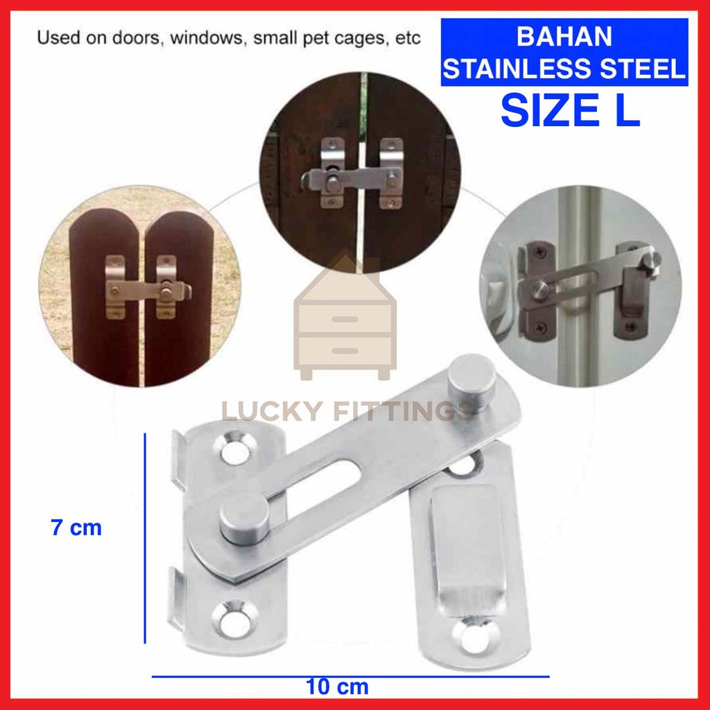 Premium Grendel Kait Cantol L / Pintu Geser Pengaman Pintu Sliding Kamar Mandi Kunci