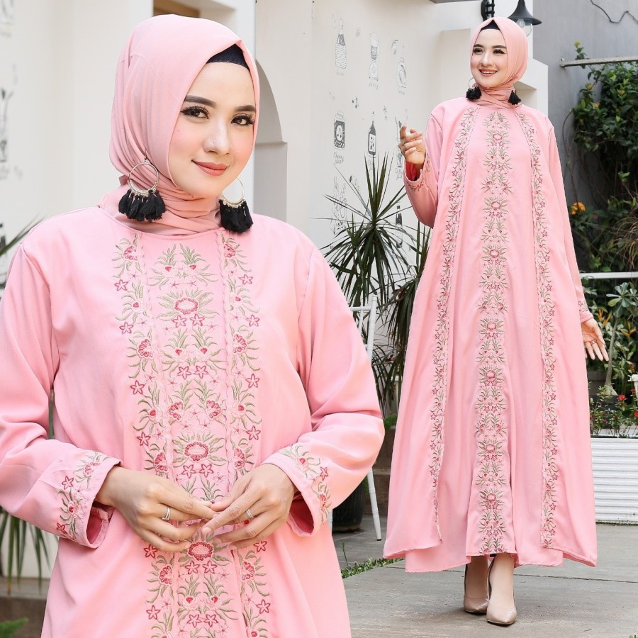 Premium Baju Muslim Lebaran gamis wanita Maxi Princess bahan ceruty babydoll Aplikasi Bordir Cantik