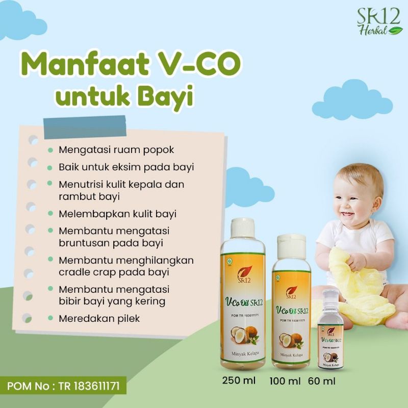 Minyak VCO Untuk Bayi Vico Oil SR12 Untuk Biang Keringat Bayi Ruam Popok dan Penyubur Rambut
