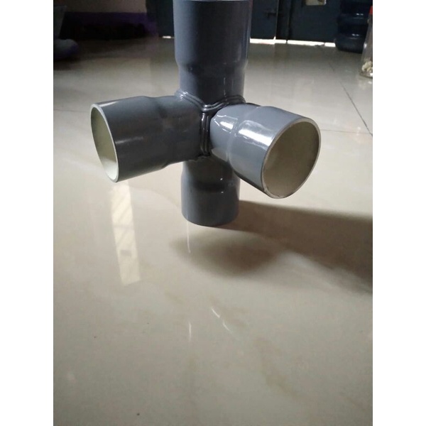 RB tee 4 way 1 1/2 inchi konektor pipa 4 arah sambungan pipa 4 arah fitting pvc elbow pvc 4 arah 1
