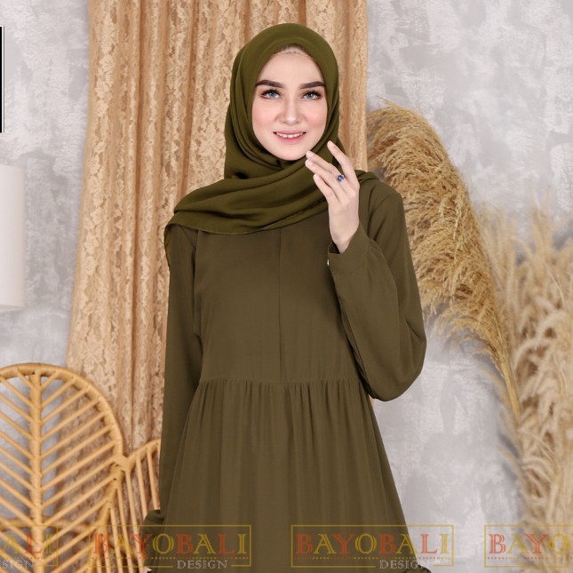 Baju Gamis Wanita Terbaru -Gamis Ceruty -Gamis Polos -Syari Jumbo - Fashion Muslim Wanita- Seragaman-Olive