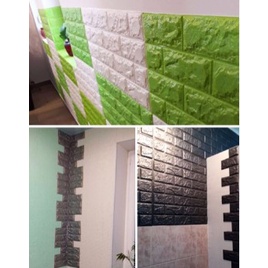 PROMO !! Bisa COD Wallpaper Sticker 3D Foam Anti Air Wallfoam Dinding Rumah Berkualitas(Seri A) Bata-8