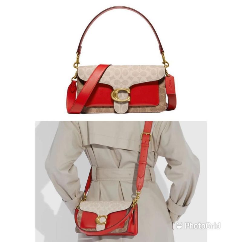 Tas Coach Tabby 26 Signature Red Khaki New Original