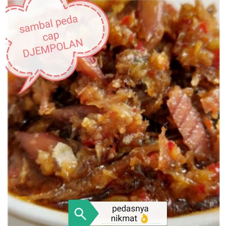 

sambal ikan peda cap DJEMPOLAN halal pedas gurih nikmat sambel pedes asin klotok klothok layar Chili botol