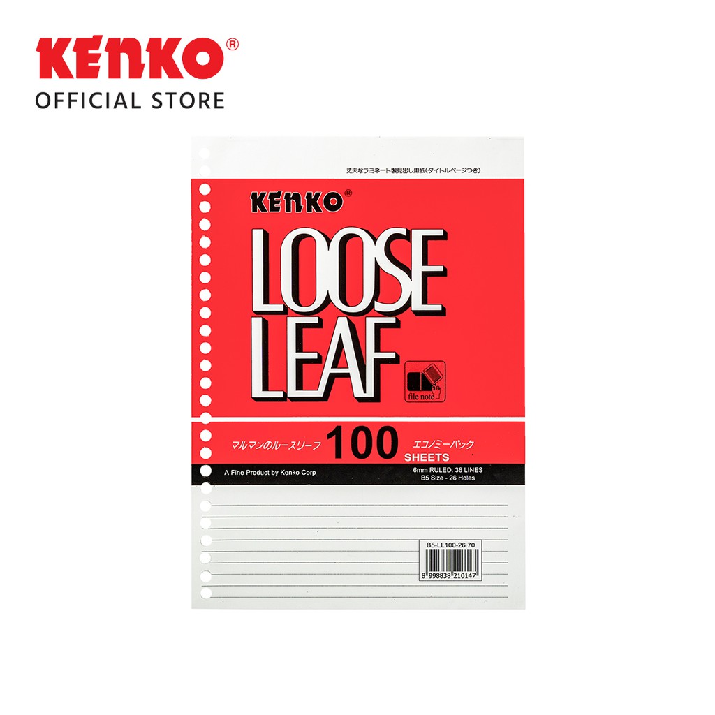 

Kertas Binder/ Loose Leaf Kenko B5 isi 100 (Per pack)