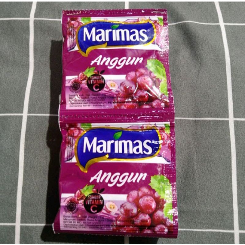 

Serbuk Minuman Instan Marimas Rasa Anggur Segar Eceran Kemasan 8 gr