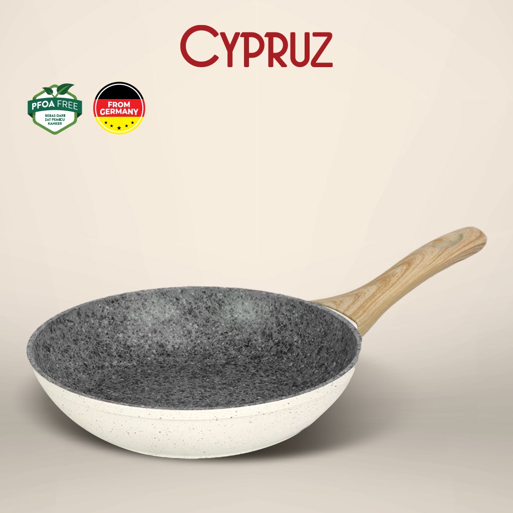 Cypruz White Granite Fry Pan / Wajan Tebal Anti Lengket