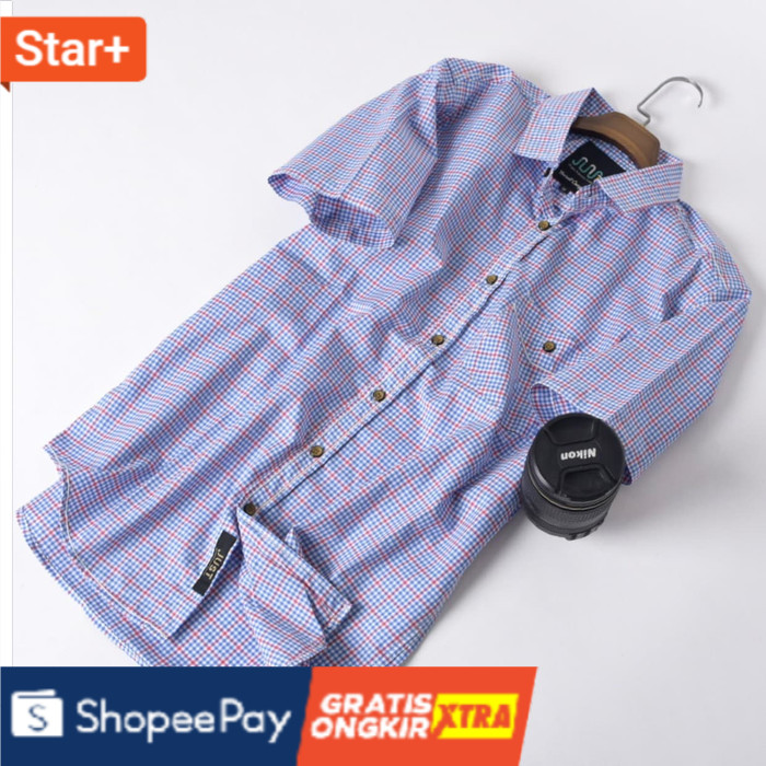 M KEMEJA FLANEL LEVIS PRIA LELAKI COWOK HITAM GARISERAH  DISKON Sangat Laku