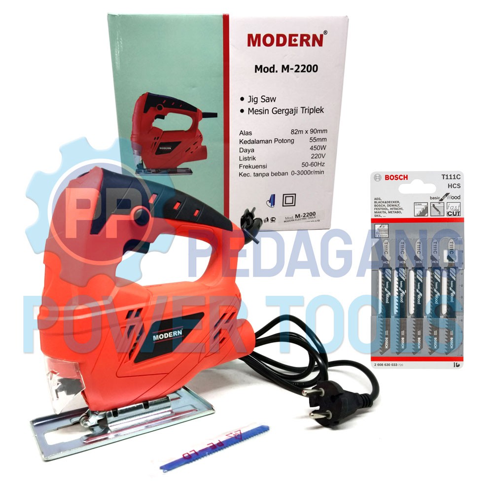 BUNDLING MODERN M-2200 MESIN GERGAJI LISTRIK & BOSCH T111C MATA JIGSAW KAYU