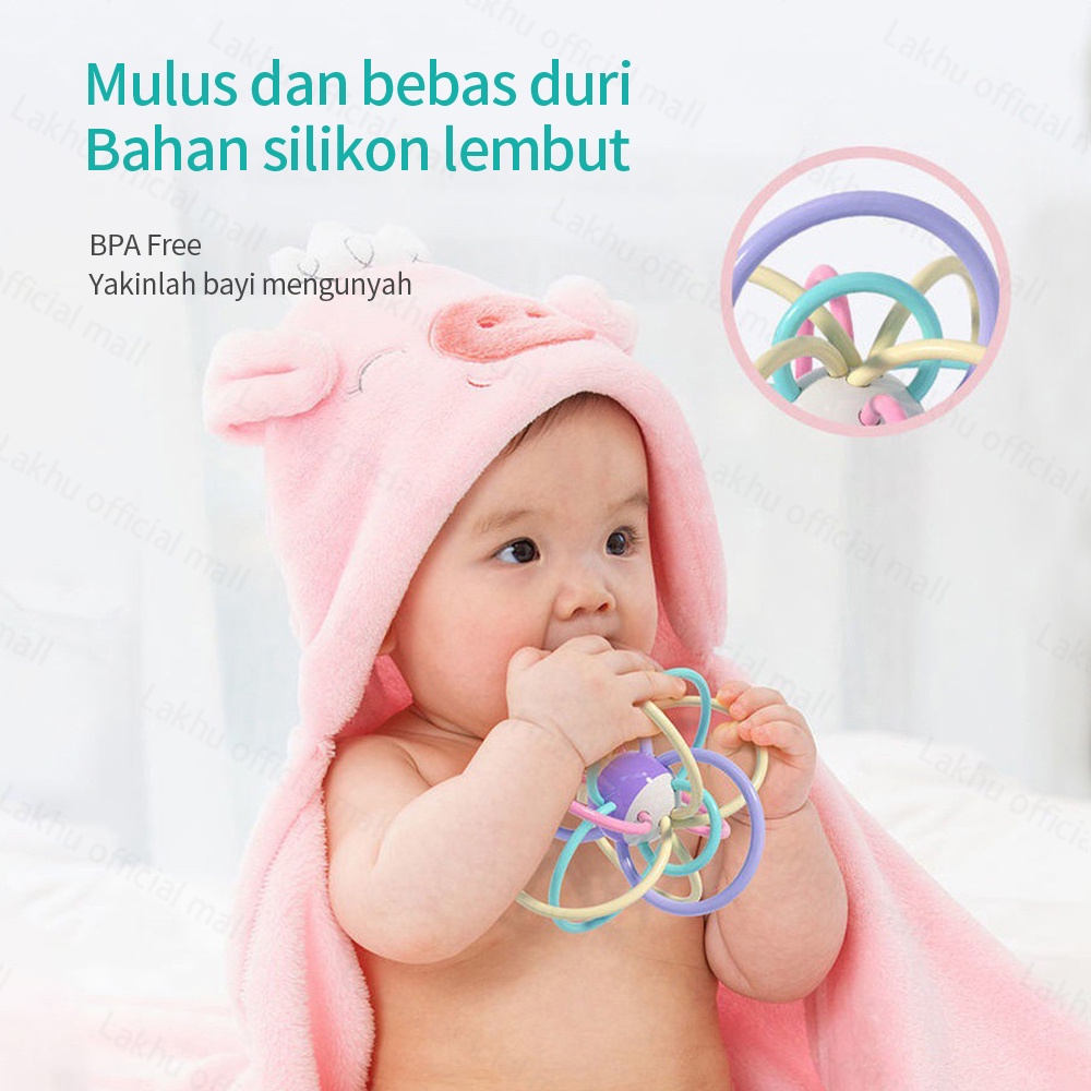 Lakhu Mainan gigitan teether bayi / mainan bayi bola Manhattan silikon