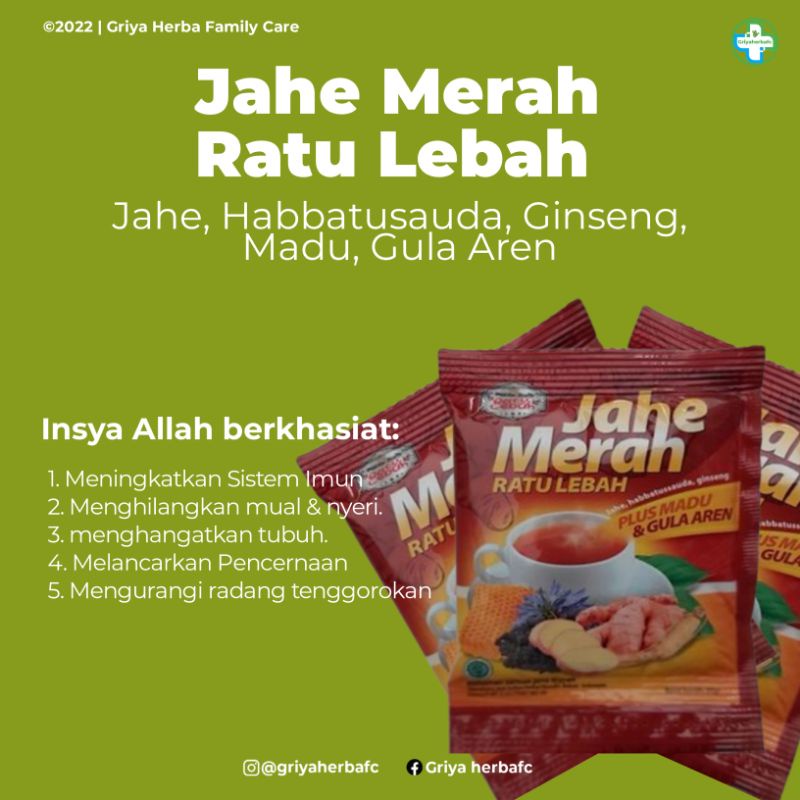 

Jahe Merah Ratu Lebah 12 Sachet