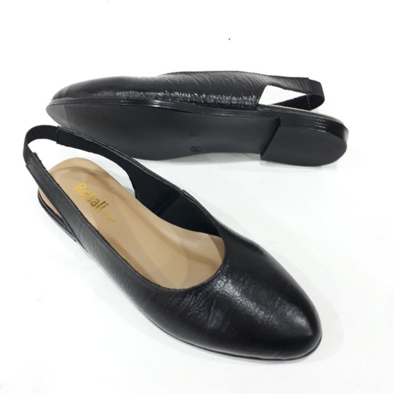 SEPATU FLAT SHOES TALI BELAKANG KULIT  ASLI MODEL SIMPLE 062