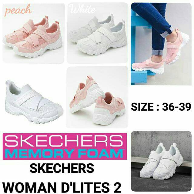 Skechers Woman Skechers D'lites 2 Murah Dan Terbaru White And Pink