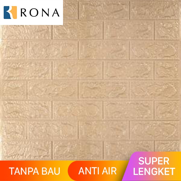 70CMx70CMx3MM Wallpaper 3D Foam Stiker Dekorasi Dinding Rumah Bata Emas Wallfoam Timbul RONA ZT0314