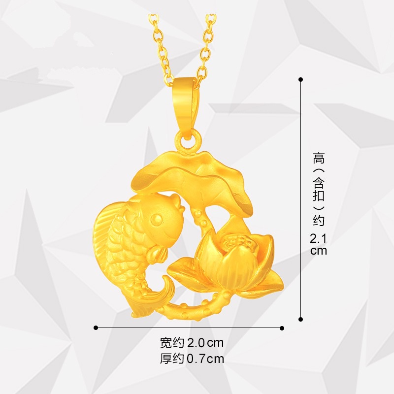 [Ready Stock]Fashion Gold-Plated Creative Lotus Fish Pendant Necklace