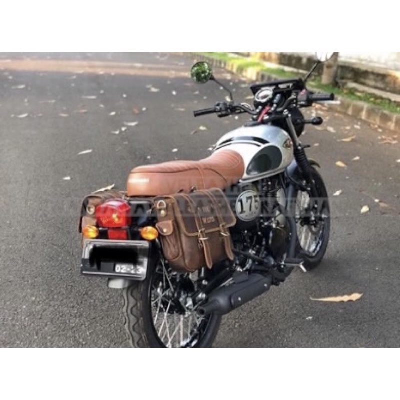 kawasaki w175 , kawasaki w 175, aksesoris w175 , tas motor , tas kulit w175 , w250 , estrella