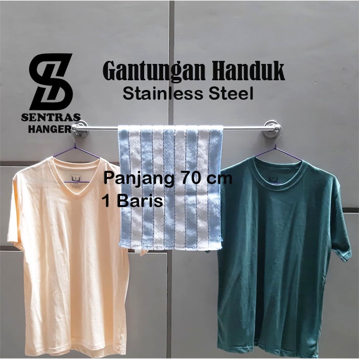 Gantungan Handuk Stainless Steel, Panjang 70 cm,1 Baris &amp; 2 Baris