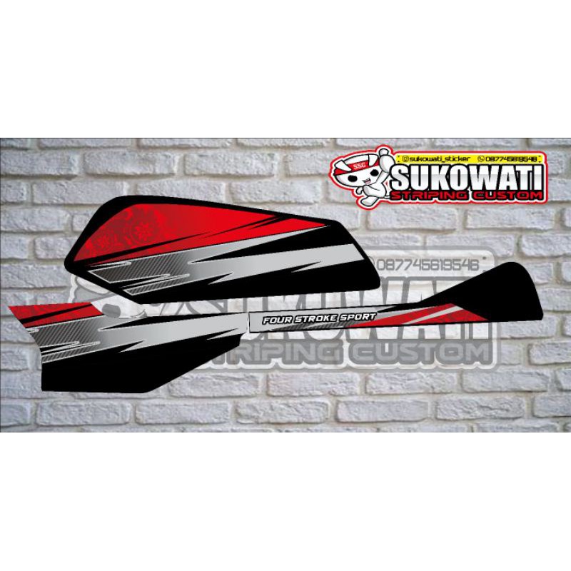 STRIPING STICKER HONDA GL PRO/MAX MERAH SILVER