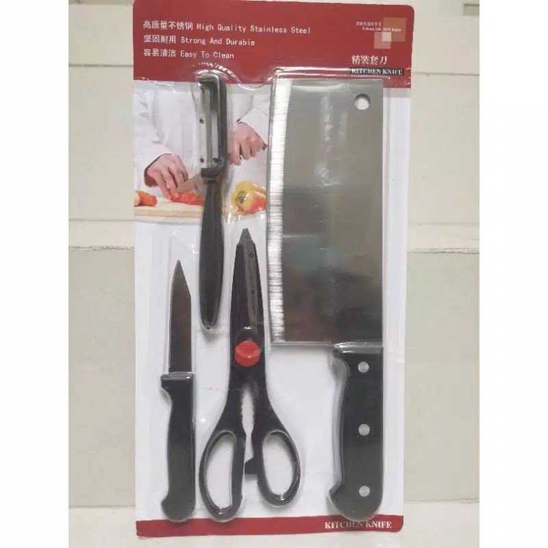 READY PISAU SET 4 KITCHEN KNIFE SET 4 PISAU DAGING SUPER MURAH