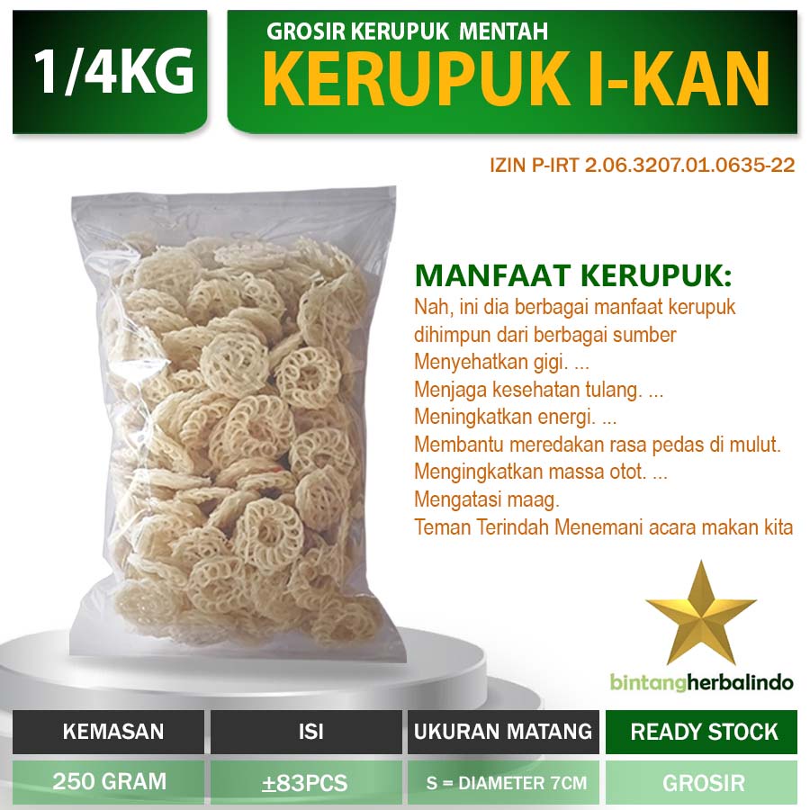 

kerupuk mentah putih bulat ikan gurih renyah garing 250gr