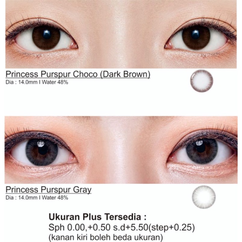 Softlens-Princess purspur softlens khusus ukuran plus (mata tua, presbyopia, hipermetropia)