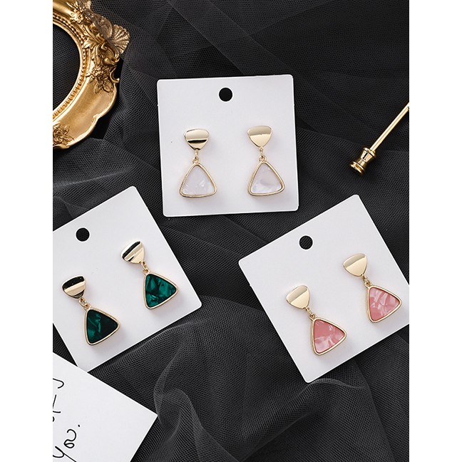 LRC Anting Tusuk Fashion S925 Silver Needle Fan-shaped Crystal Shell Metal Sequin Earrings F5949X