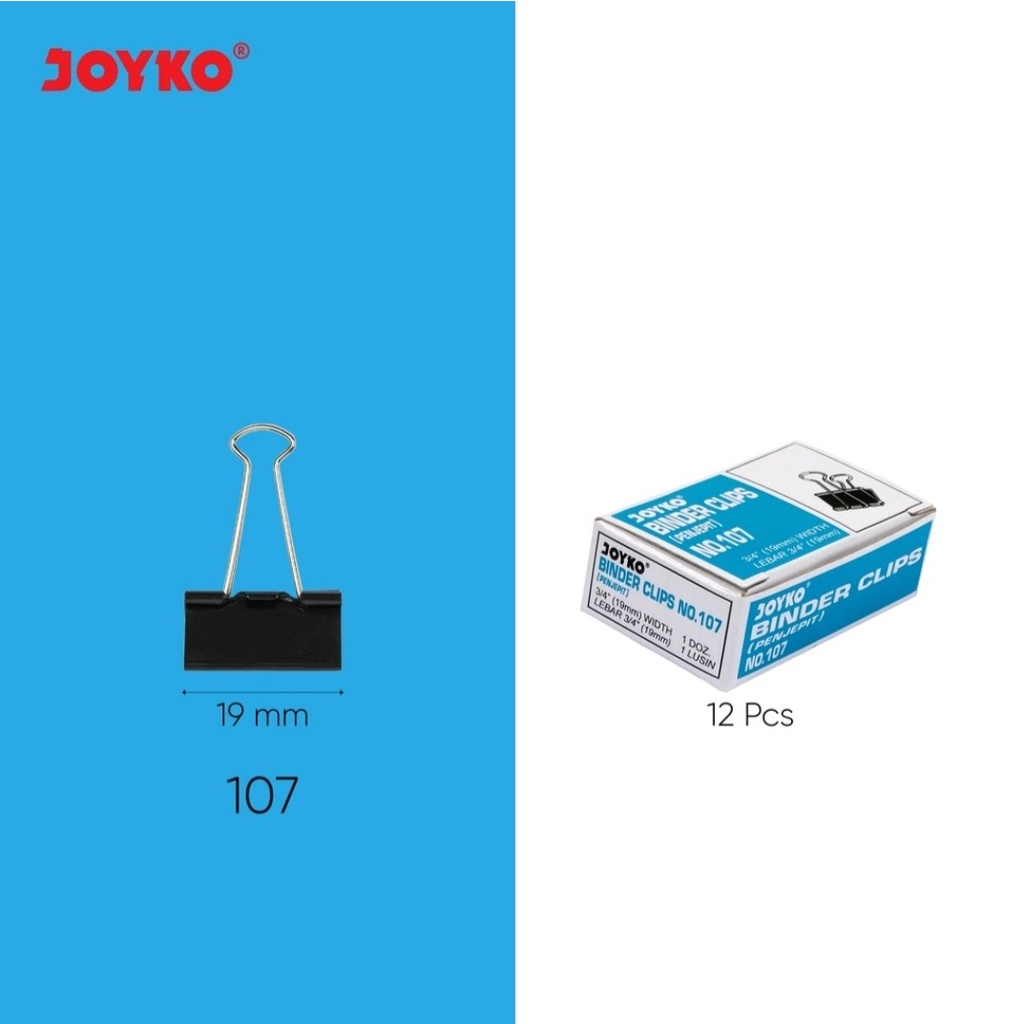 

Binder Clip Klip Penjepit Kertas Joyko No.107 ( 1 Lusin = 12 pcs )