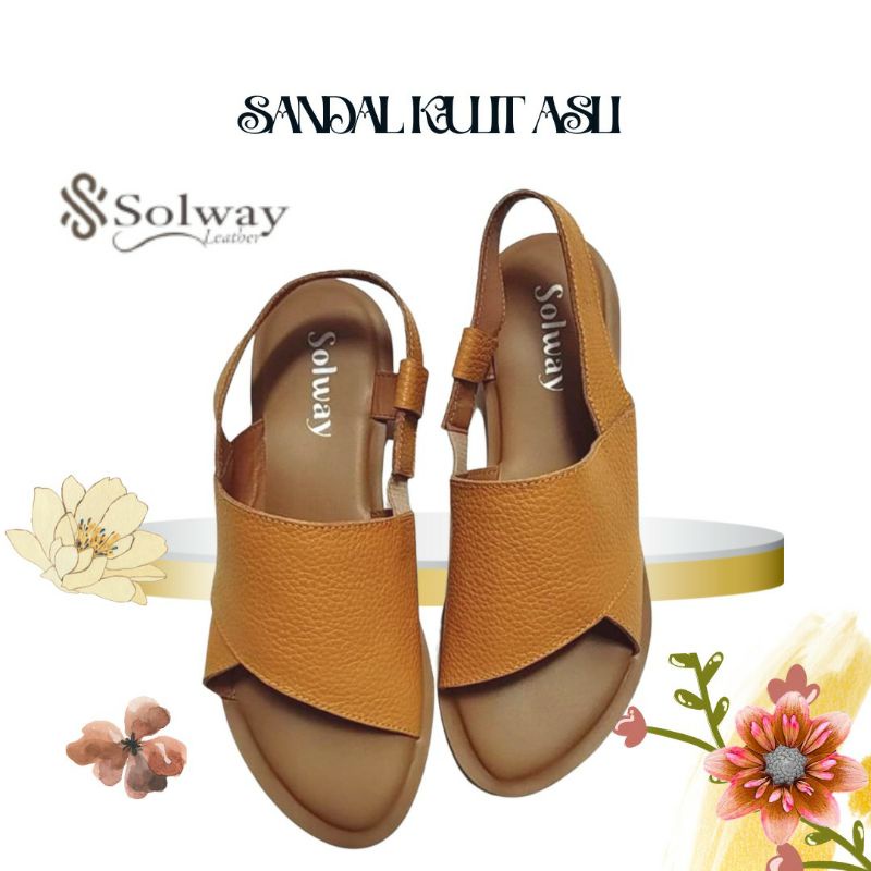 sandal sepatu kulit wanita model flat by SOLWAY SW009