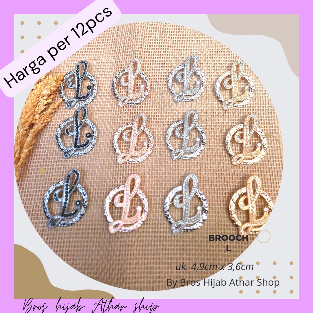 Bros Huruf L Pin Bross Jilbab Peniti Tuspin Hijab Nama Brooch Kerudung By Bros Hijab Athar Shop