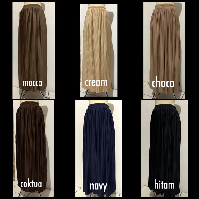 BD 357 - ROK PLISKET KECIL SEPAN CANTIK LURUS SLIM PANJANG FLARE SKIRT MAXI MUSLIM ABG POLOS MURAH