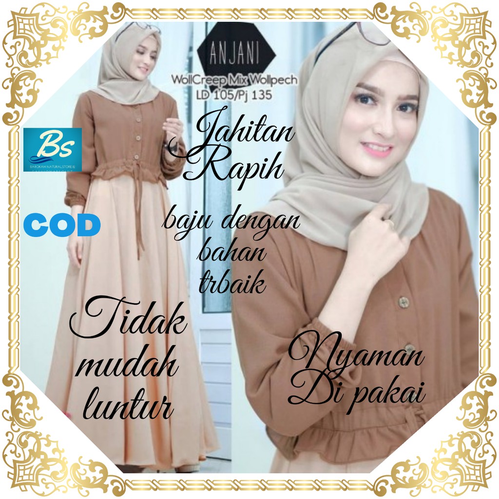 Baju syari mewah gamis Wanita Terbaru Anjani Dress Termurah 2020