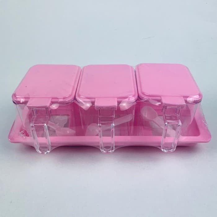 Tempat Bumbu Set Isi 3 Pcs Ayaka Hawaii / Toples Kotak Bumbu Dapur / Rak / Kitchen Set