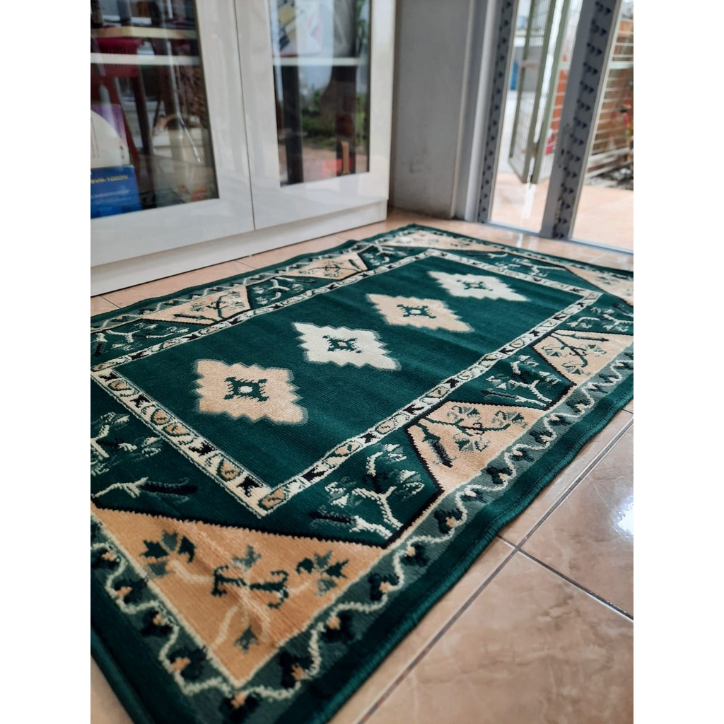 KARPET MIRZAE 100 X 150 MZ14 GREEN Karpet Lantai Hijau, Permadani Bulu Tebal-4