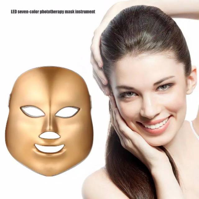 LED FACE MASK GOLD/ LED LIGHT THERAPY TOPENG MASKER WAJAH/ FACE MASK TOPENG PDT GOLD 7in 1