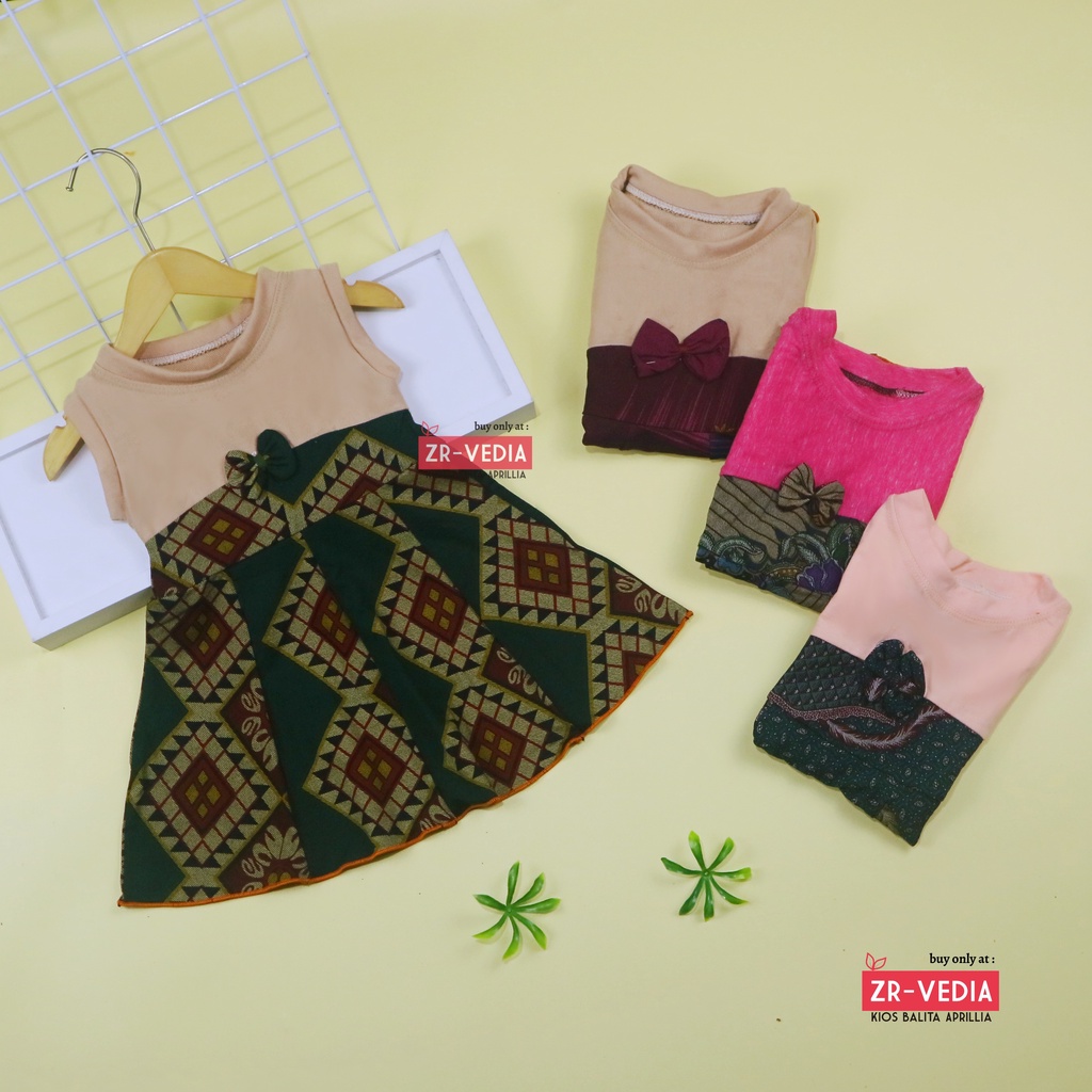 Dress Aila 1-2 Tahun / Dres Pesta Murah Grosir Baju Anak Perempuan Harian Gaun Yukensi Batik Baru