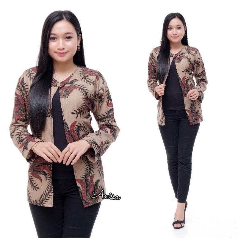 Blus Batik Bolero Atasan Baju Kantor Wanita Lengan Panjang