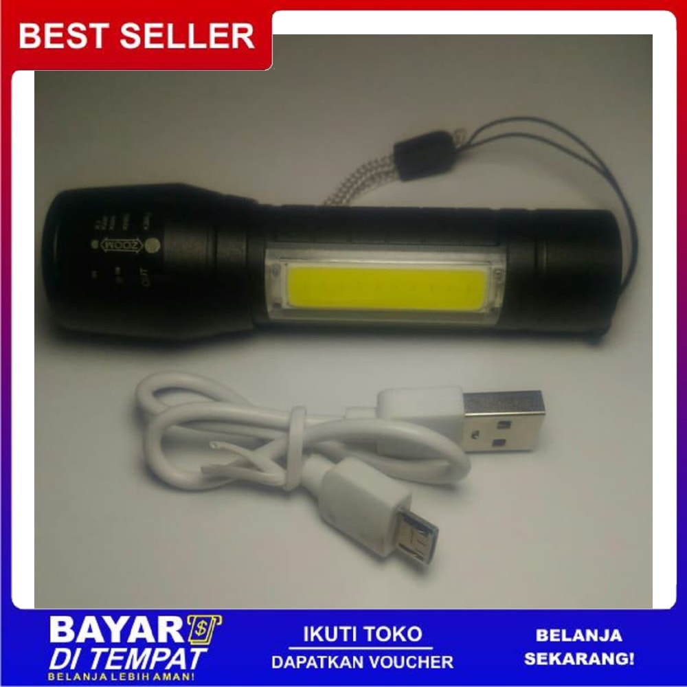 Senter Swat Mini COB Zoom Rechargeable Super Terang FF