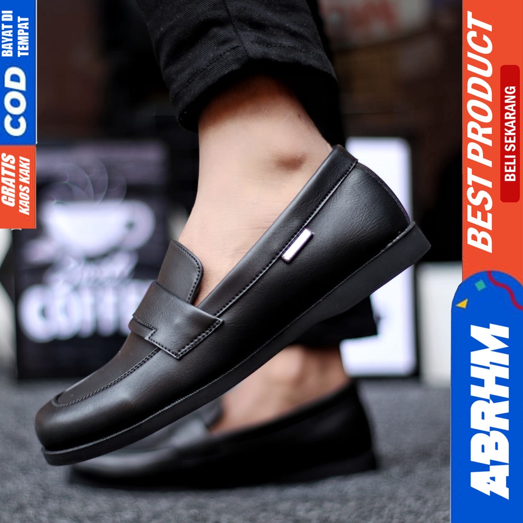 Abrhm Bruno - Sepatu Formal Casual Pria Pantofel Kerja Hitam