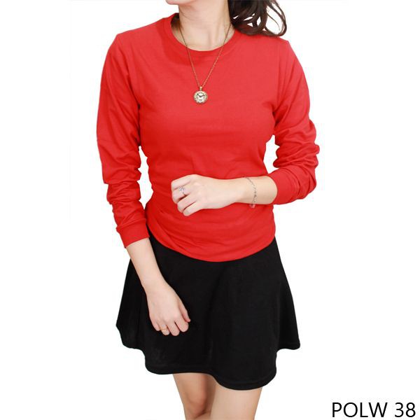 Tshirts Basic Casual Polos Wanita Panjang Cotton Combed S20 - Banyak Pilihan Warna POLW (COMB)