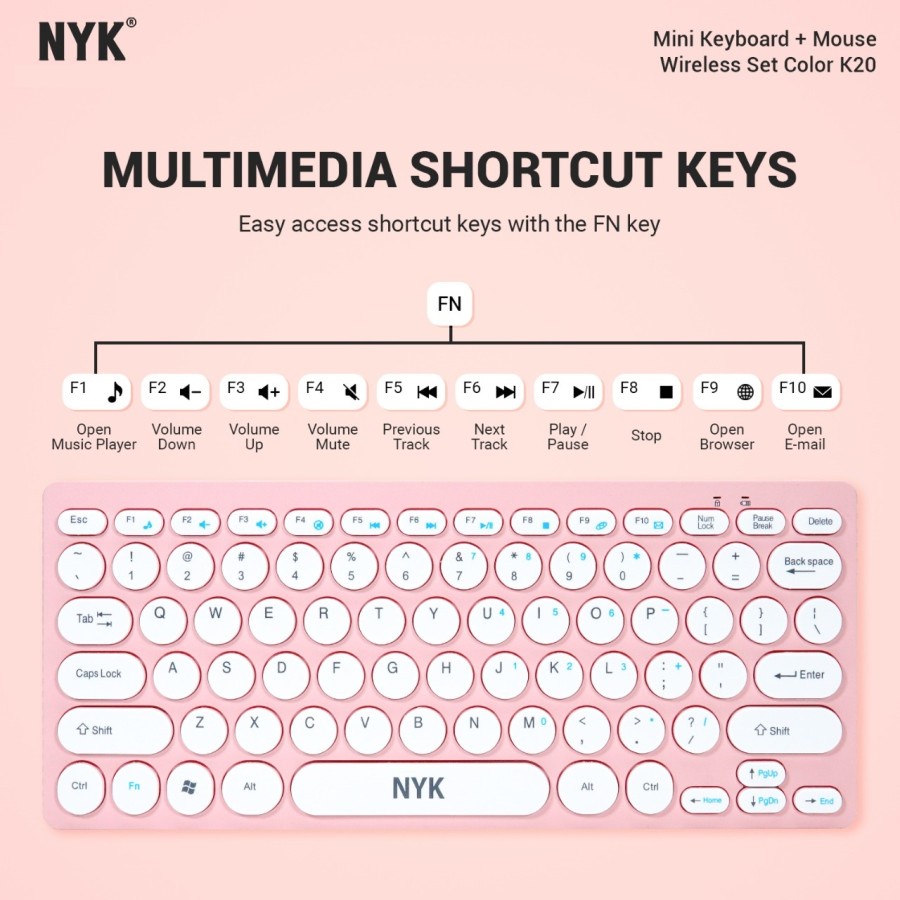 NYK K20 Keyboard Membrane Wireless Mouse Optical