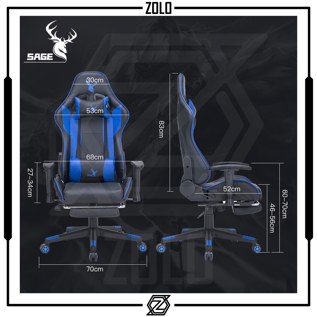 [Grab/Gojek] Kursi Gaming Sage SG818 Sandaran 180 Derajat / SG 818 Sage Gaming Chair With Footrest