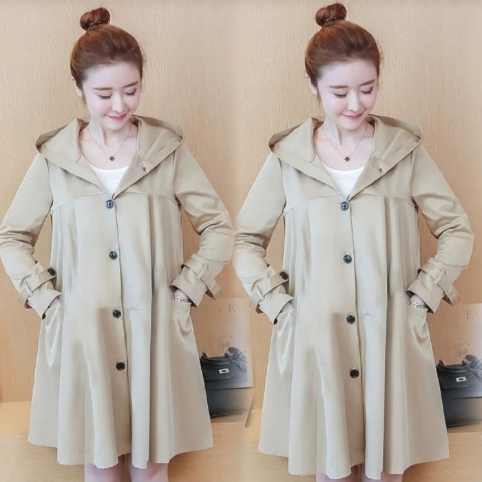 Jaket Wanita Jaket Long Hoddie Fashion Wanita - Cokelat, L(Q0G9) Jaket Wanita Jumbo ORIGINAL Jaket W