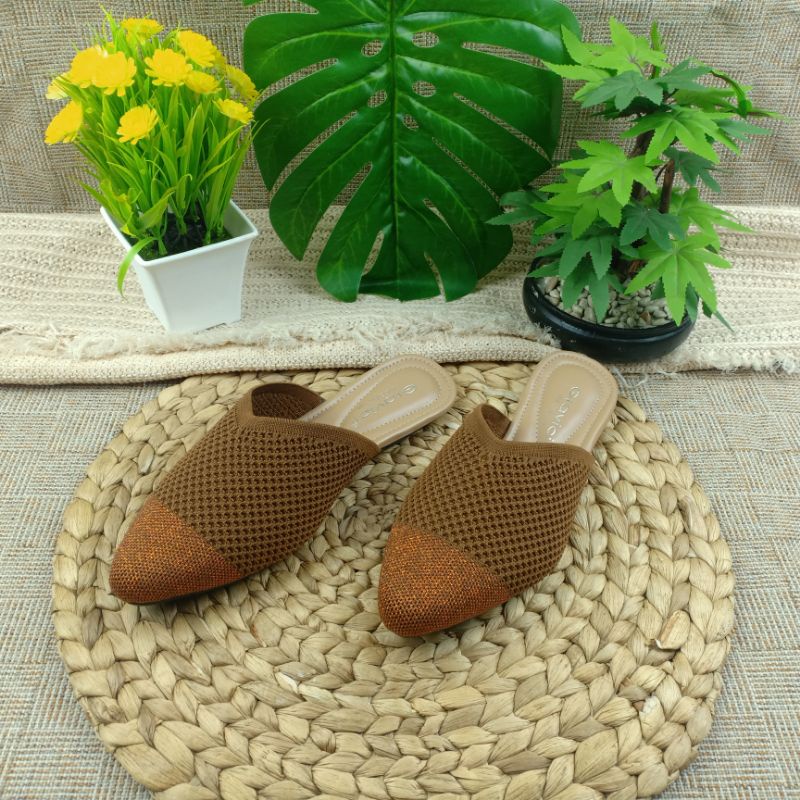 Sandal Flat Wanita Slip On Bahan Rajut Import SF-53 GRAVICI