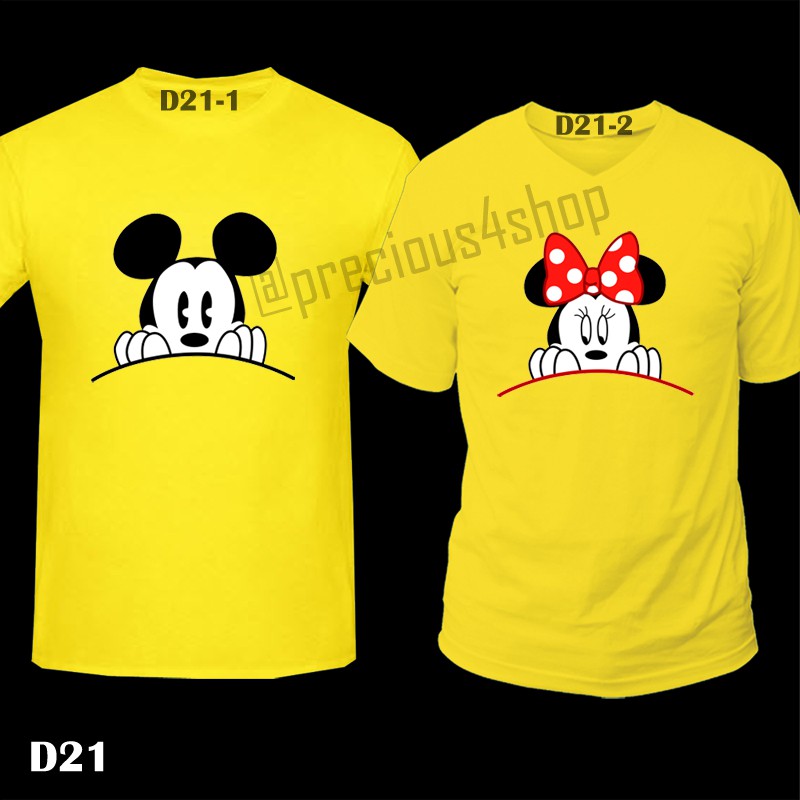 Hi Mickey & Minnie Mouse Peeking Face | Kaos Couple | Family T-Shirt
